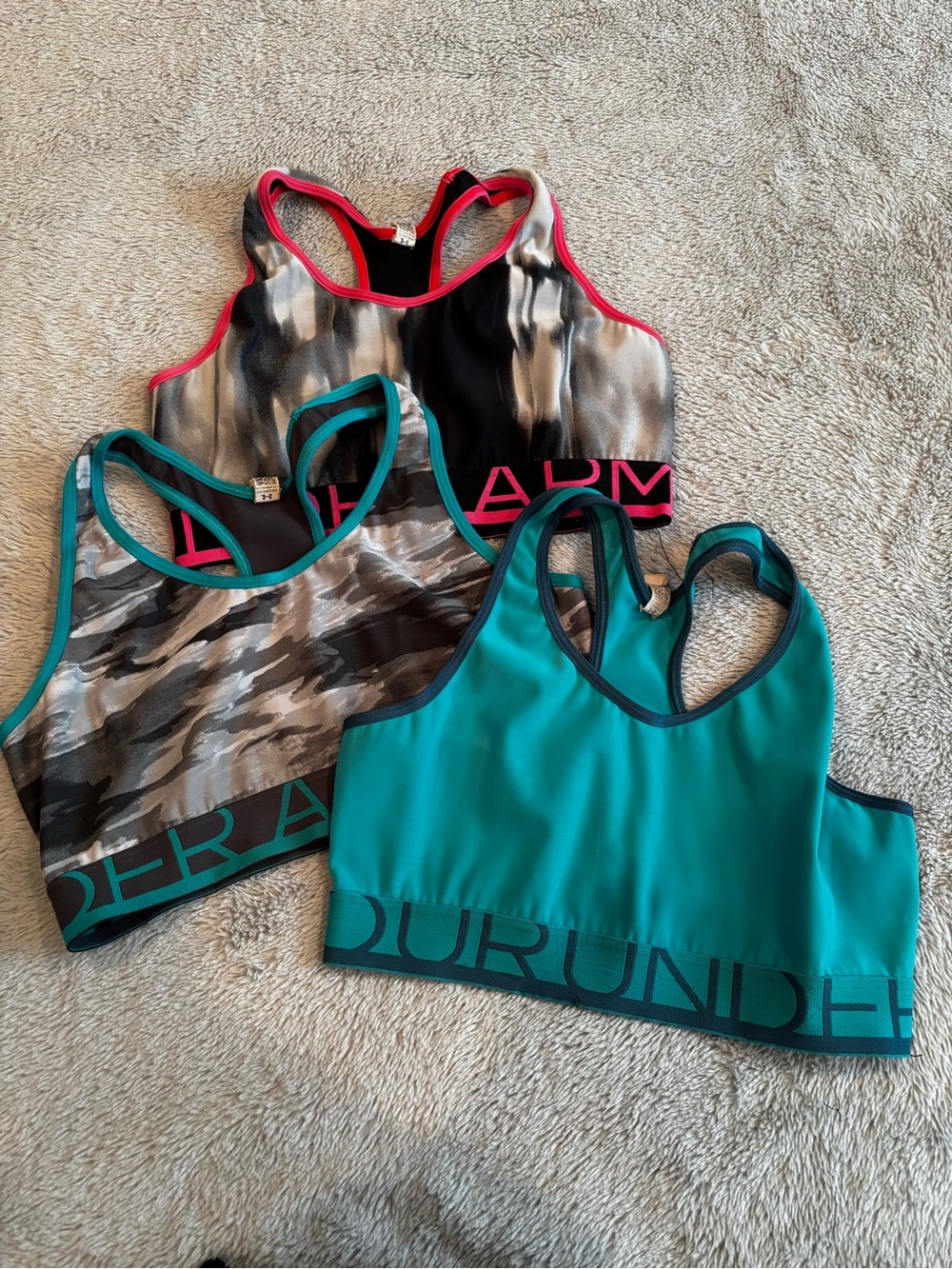 Under Armour Women’s Teal, Gray & Pink Racerback Swim Tops - Pack of 3